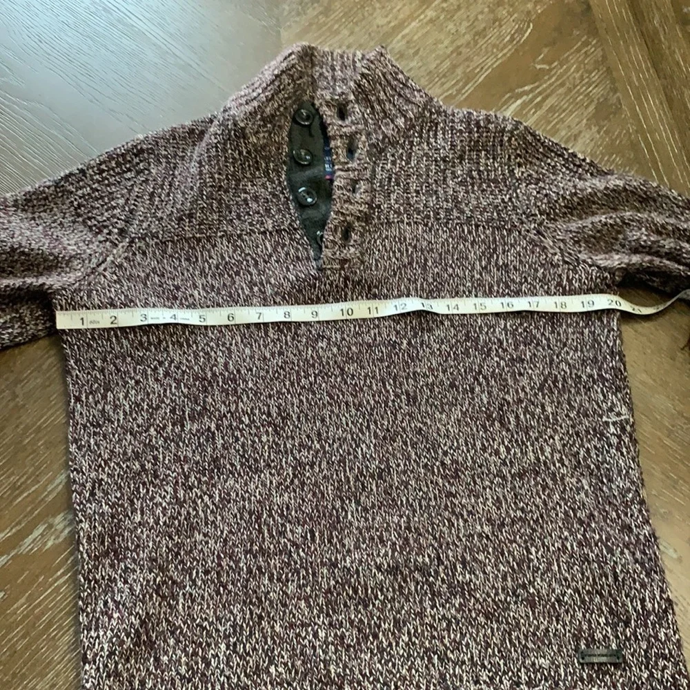Tom Tailor deep purple plum marled pullover button up sweater
